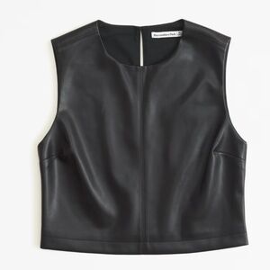 Abercrombie Cropped Vegan Leather Top, M